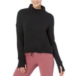 Sweaty Betty Restful Boucle Sweatshirt Size XS Black Waffle Knit NWT $ 64 Oversi